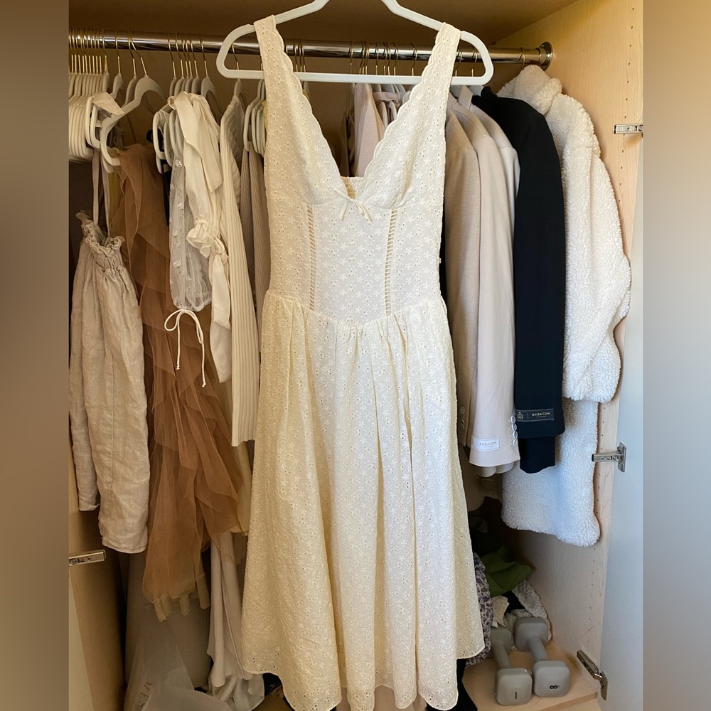 Oh Polly Cream Lace eyelet Dress